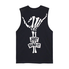 JUST SEND IT MENS SMALL PRINT MUSCLE TEE